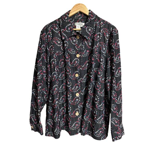 Coldwater Creek Embroidered Paisley Button Front Jacket 2X - Picture 1 of 4